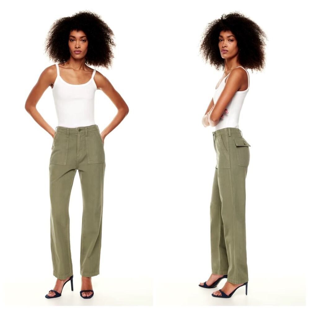 Denim Forum The 90s Utility High Rise Loose Workwear Jeans Bitter Sage Green